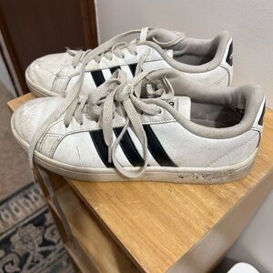 Adidas Classic White and Black Striped Sneakers 7